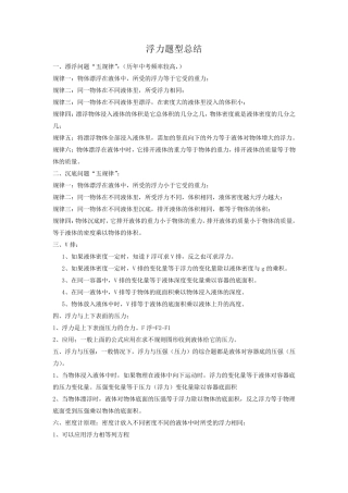 浮力题型总结