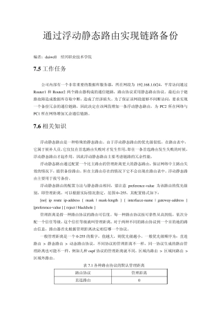 浮动静态路由配置