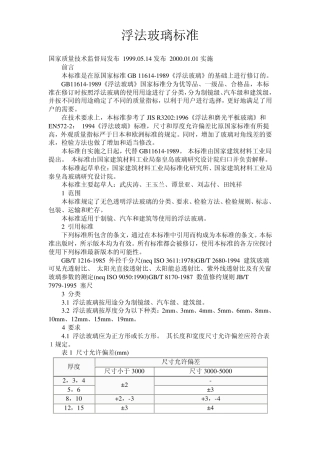 浮法玻璃标准