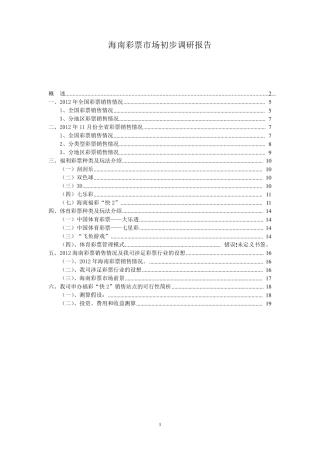 海南彩票市场初步调研报告