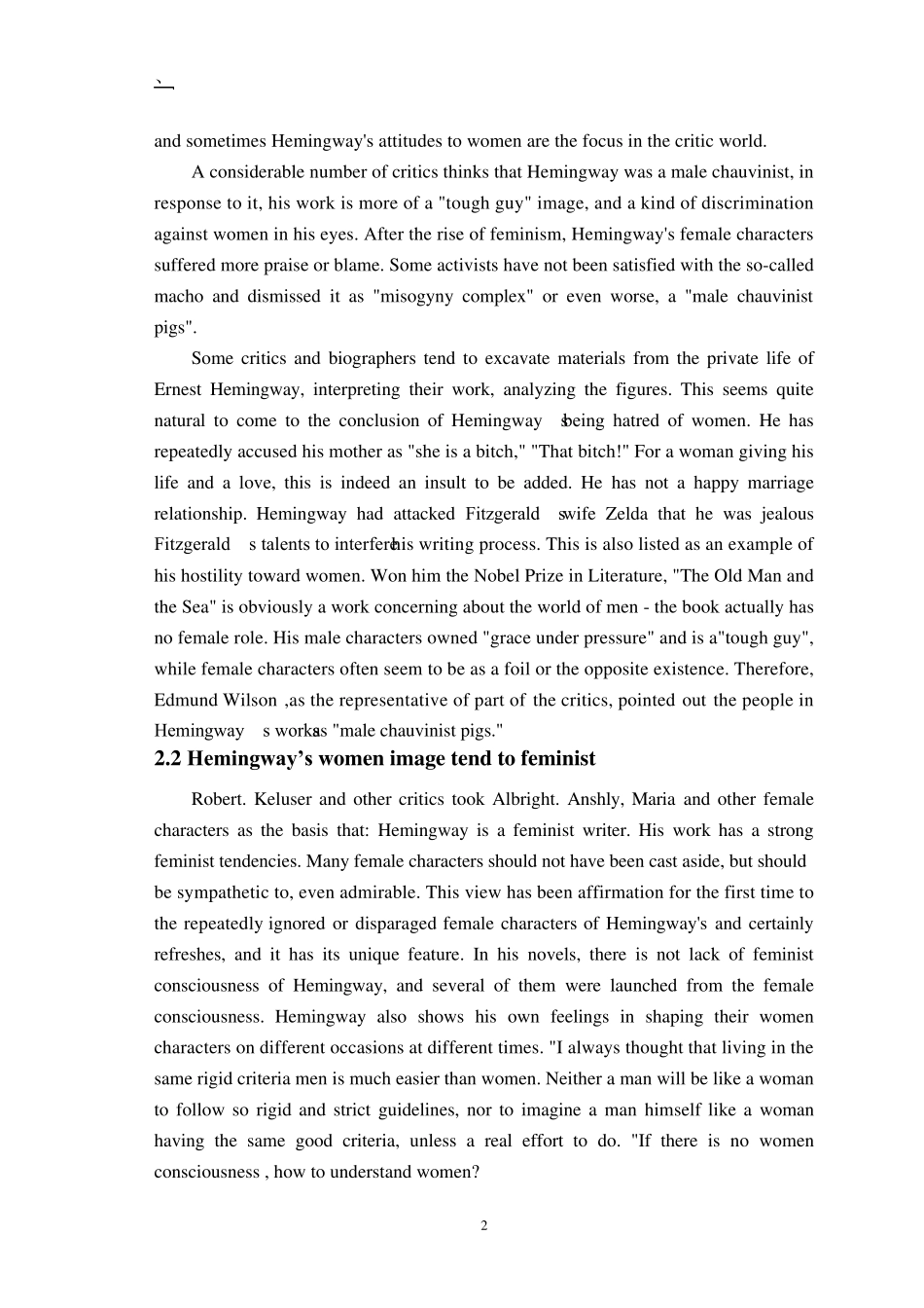 海明威女性分析：英语版_第2页