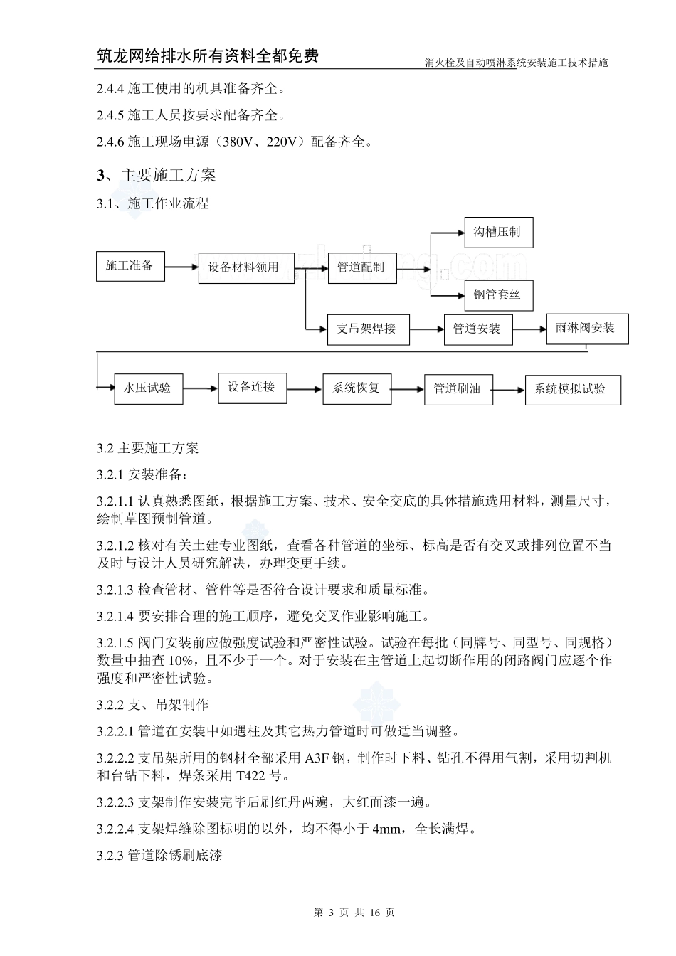 消火栓及自动喷淋系统安装施工技术措施_第3页