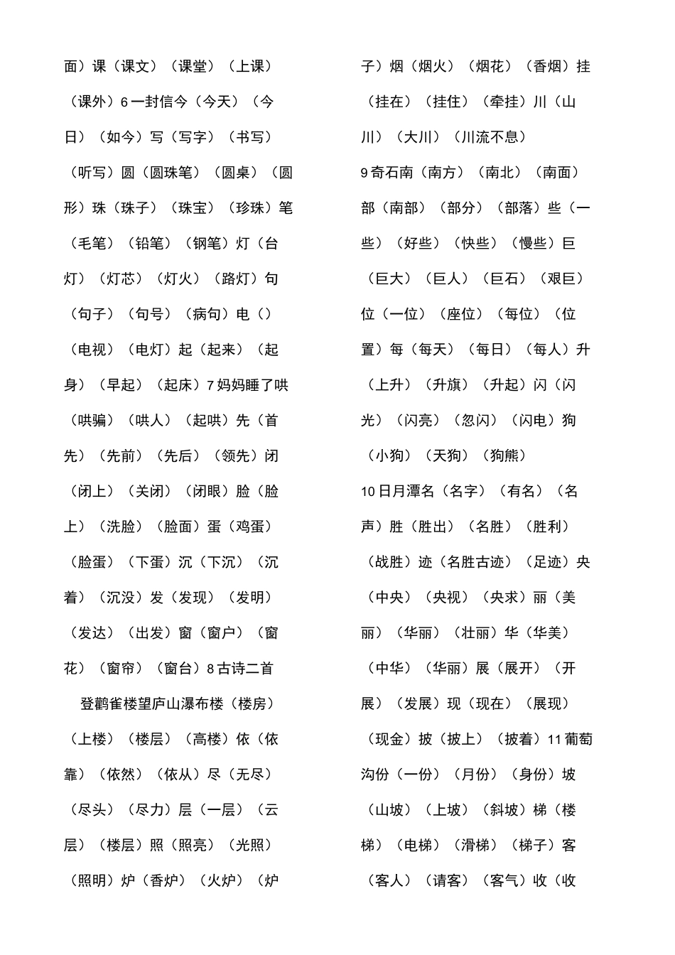 语文二年级(上册)生字表_第3页