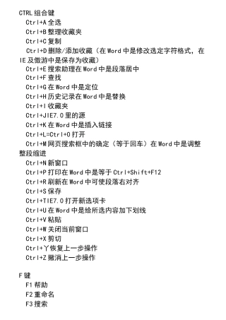 电脑键盘快捷键大全一览表