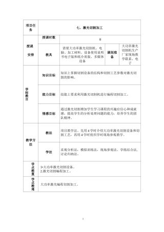 项目任务七激光切割加工