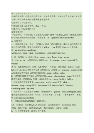 初一名词单复数,所有格.