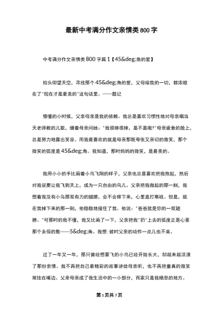 最新中考满分作文亲情类800字