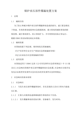 锅炉承压部件爆漏处置方案