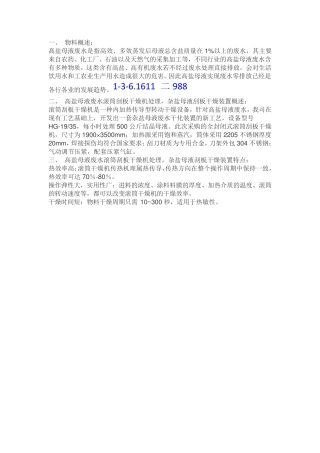 高盐母液废水滚筒刮板干燥机处理,杂盐母液刮板干燥装置