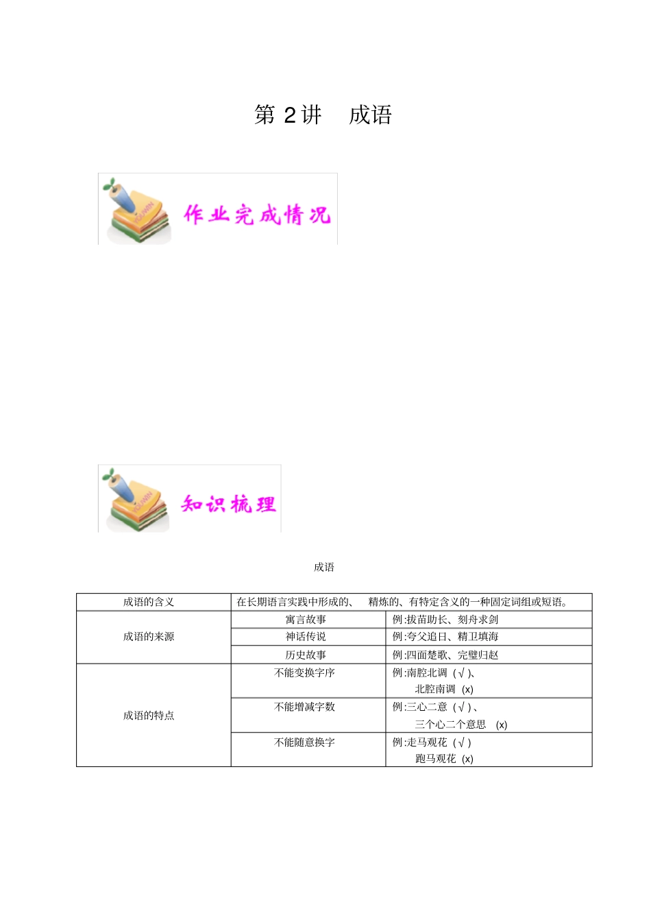 小学语文部编版5年级重点知识汇总小五语文第2讲：成语教师版_第1页