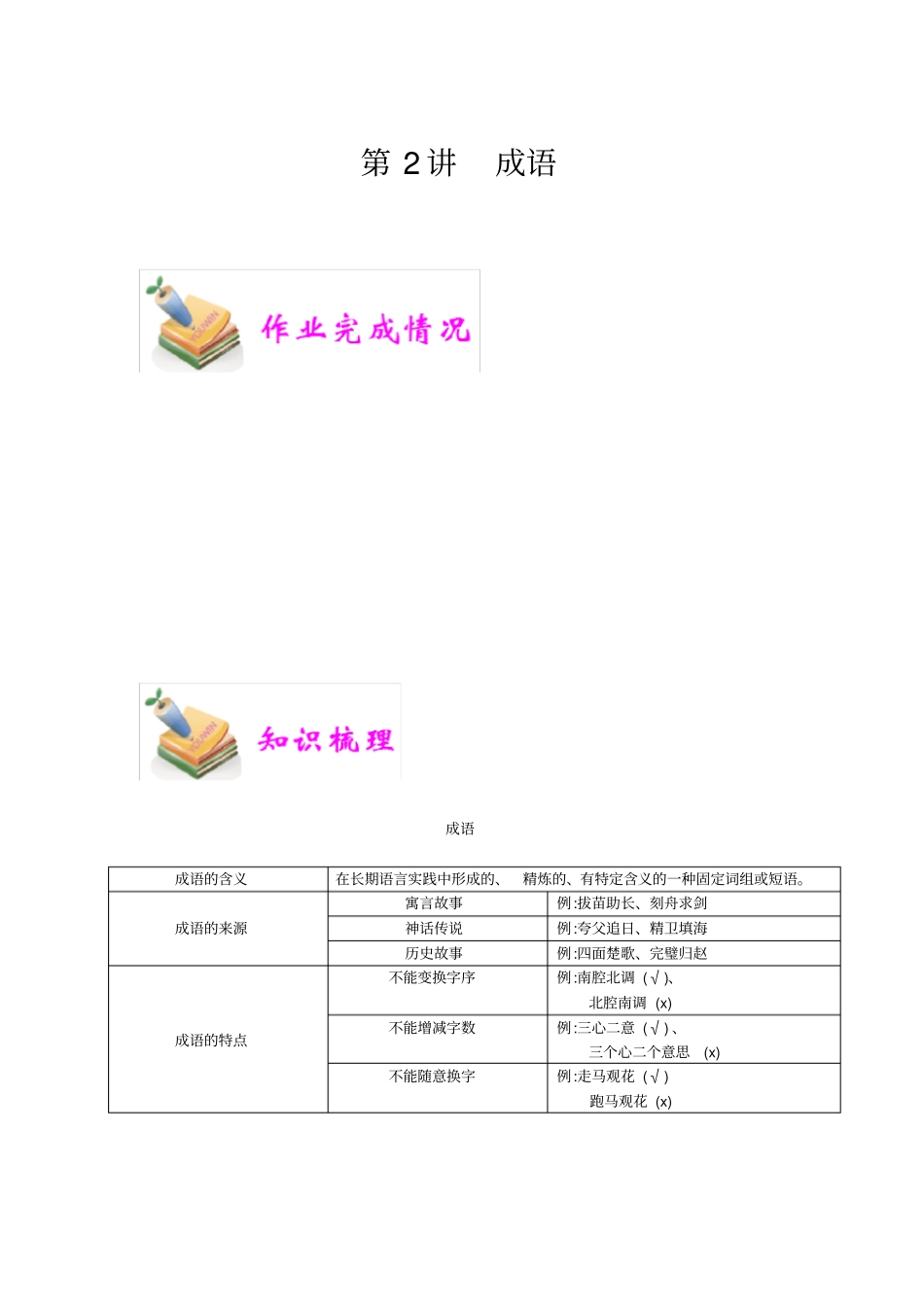小学语文部编版5年级重点知识汇总小五语文第2讲：成语学生版_第1页