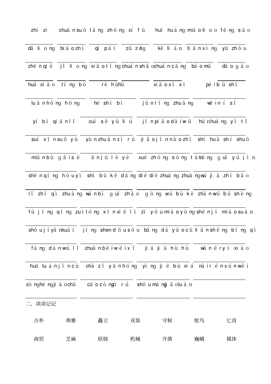 小学语文：人教版五年级下册总复习资料汇总_第2页