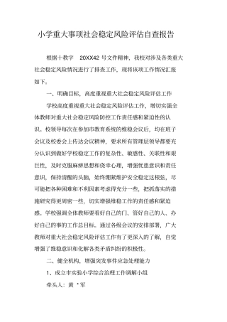 小学重大事项社会稳定风险评价自查报告