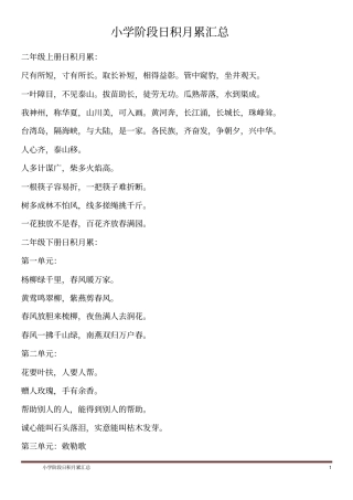 小学阶段日积月累汇总汇总