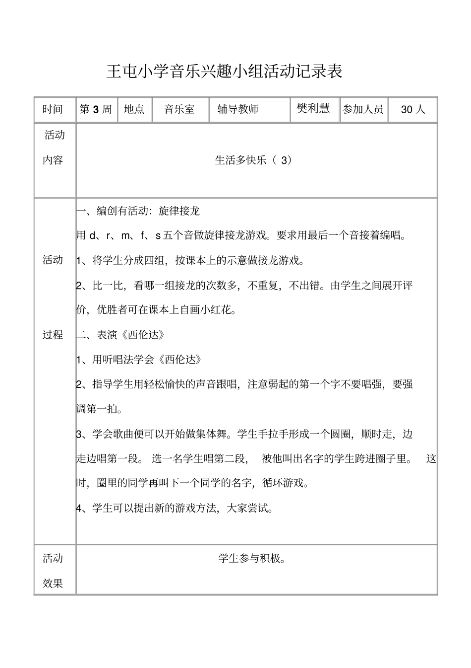 小学音乐兴趣小组活动记录表汇总_第3页