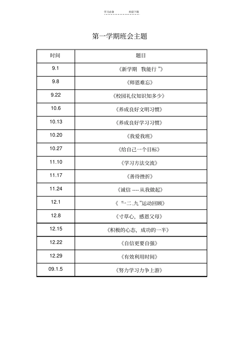 小学高年级班会主题班会主题_第1页