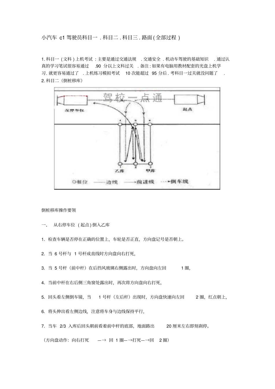 小汽车c1驾驶员科目一1科目二科目三路面全部过程_第1页