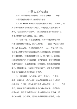 小猎头工作总结