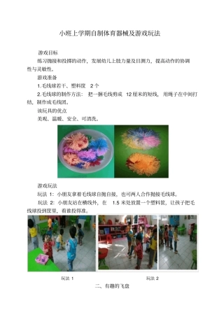 小班上学期自制体育器械及游戏玩法