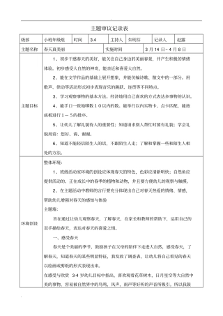 小班主题审议记录表