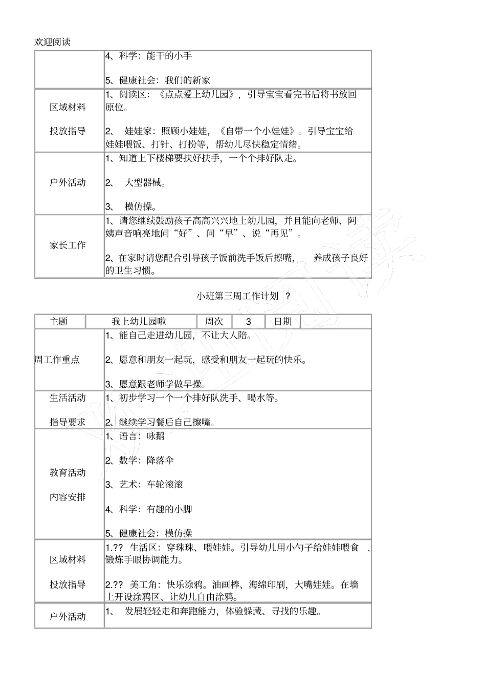 小班周工作计划上_第2页