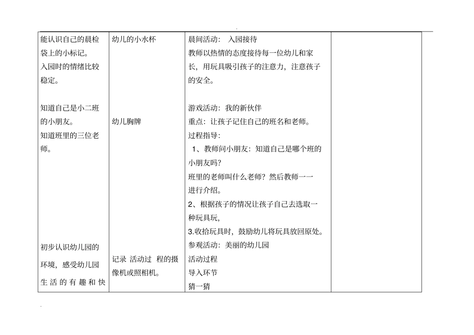 小班第一周教学计划_第2页