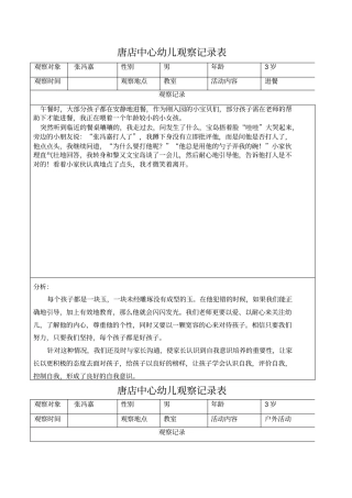 小班观察记录表