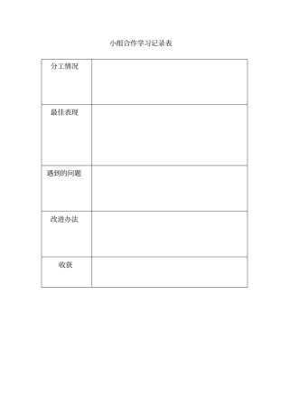 小组合作学习记录表