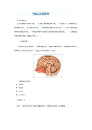 小脑的功能解剖汇总