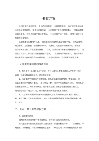 小贷公司催收方案