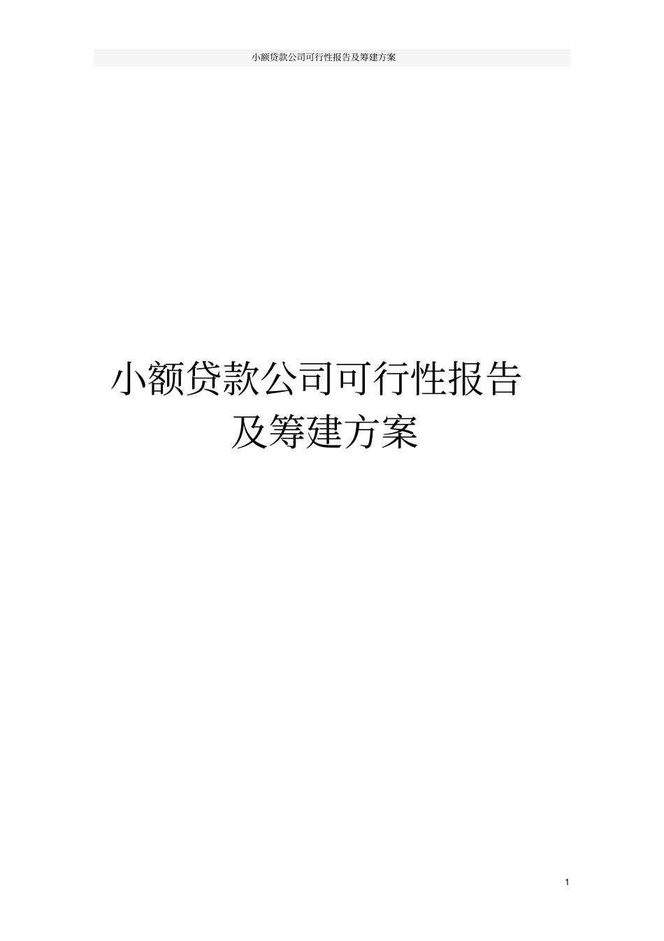小额贷款公司可行性报告及筹建方案_第1页