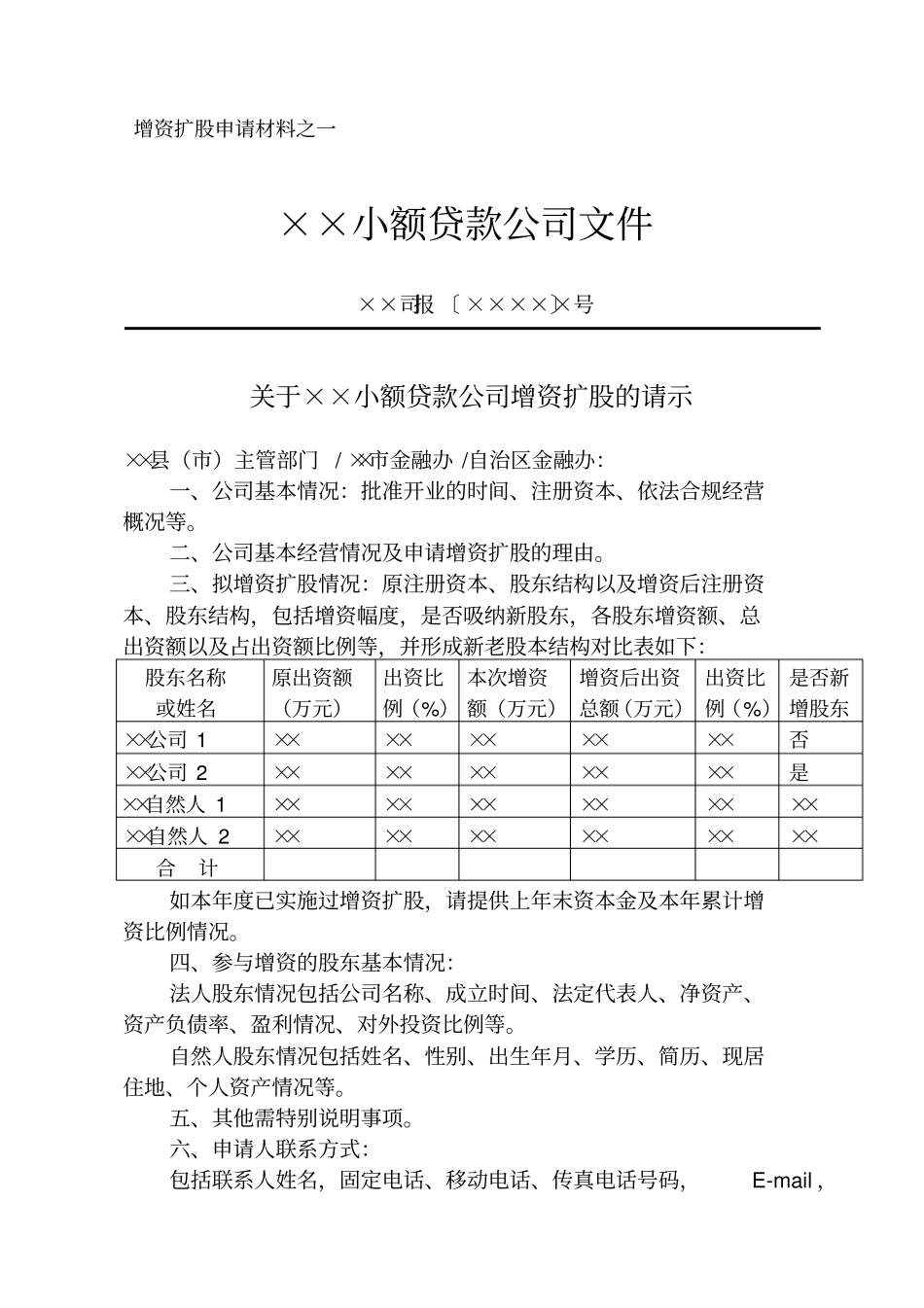小额贷款公司增资扩股申请材料_第3页