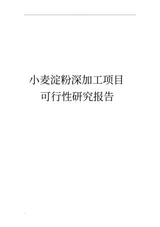 小麦淀粉深加工项目可行性研究报告