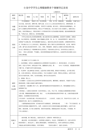 小龙中学生心理辅导记录表共5个