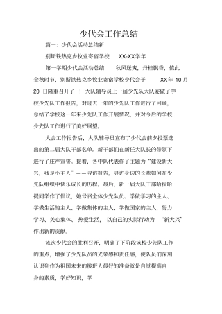 少代会工作总结