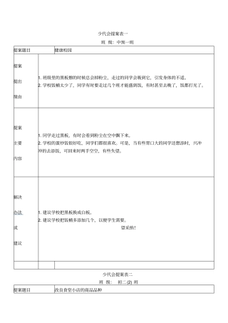 少代会提案表一