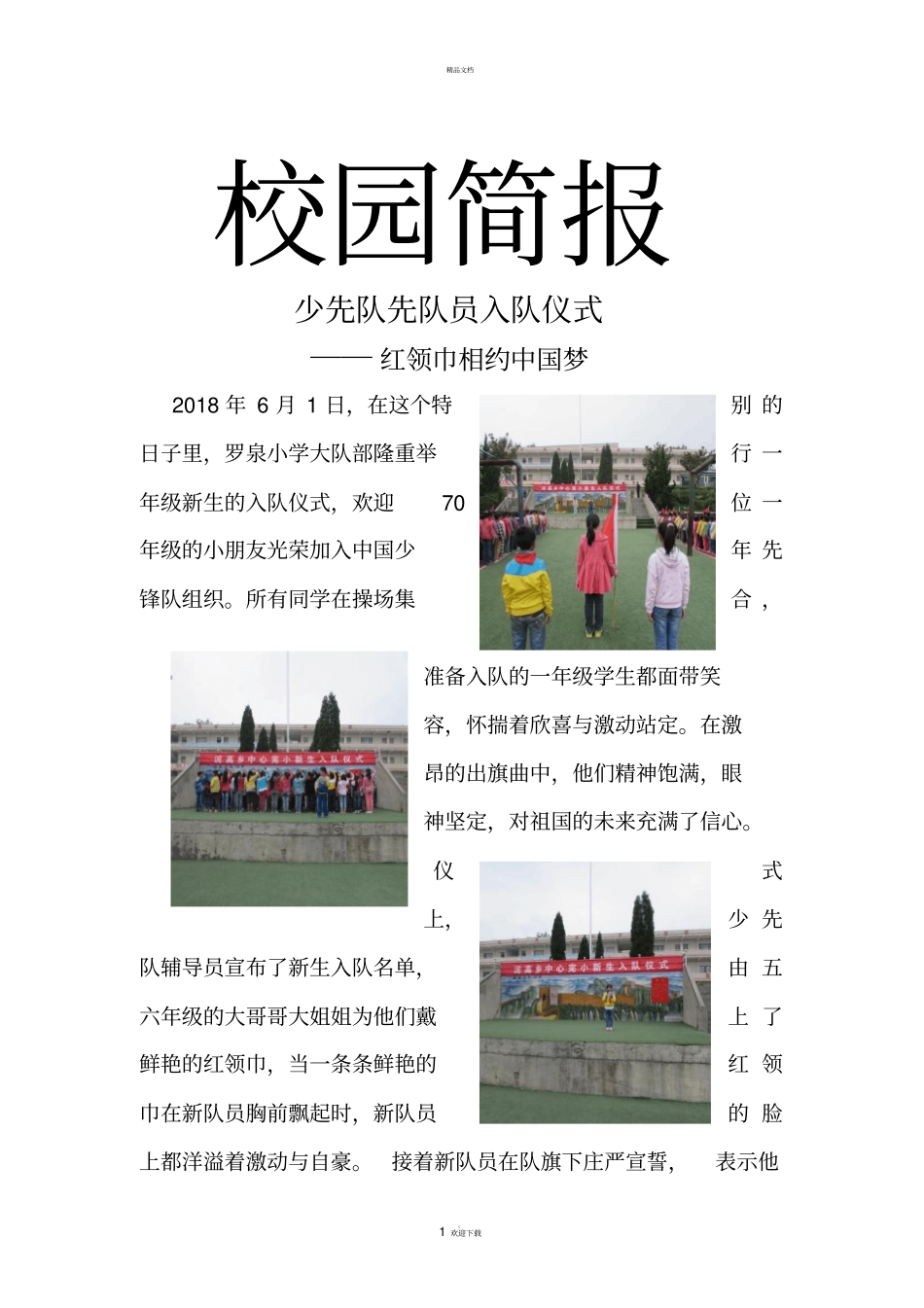 少先队入队仪式简报_第1页