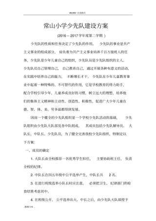 少先队大队委建设方案设计