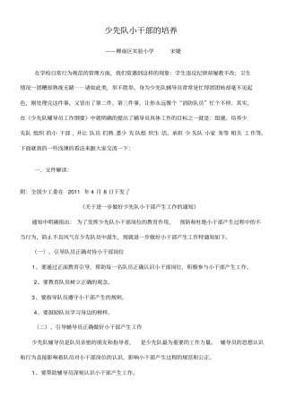 少先队的小干部培养