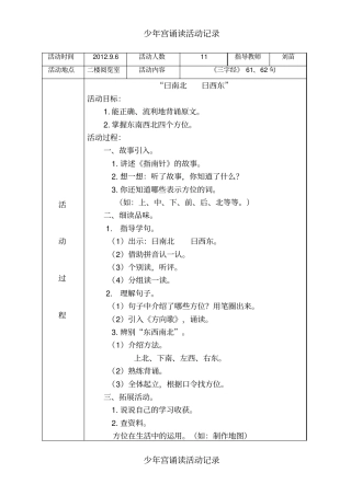 少年宫诵读活动记录
