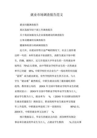 就业场调查报告范文