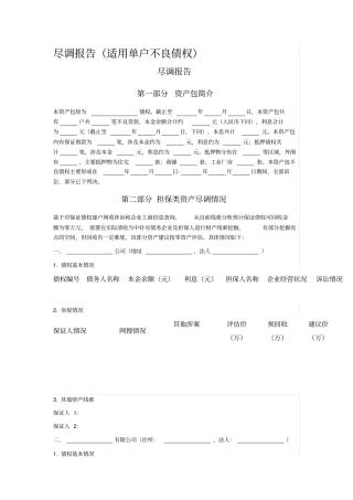 尽调报告适用单户不良债权