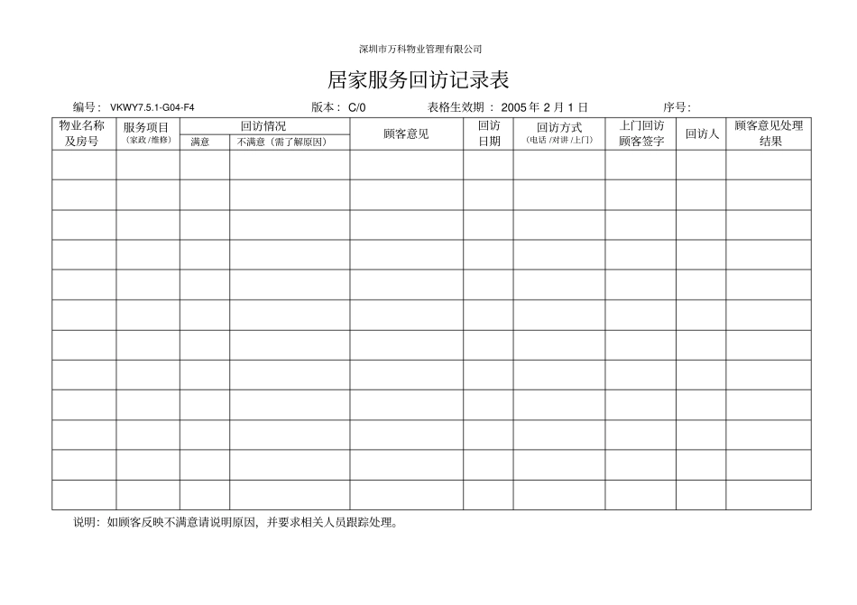 居家服务回访记录表_第1页