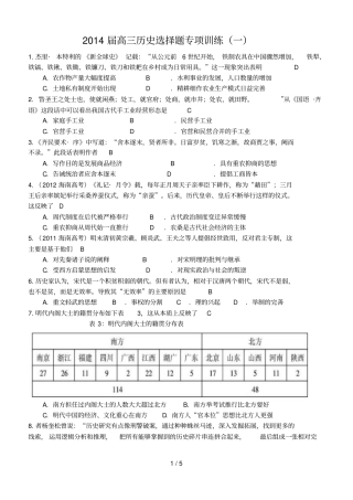 届高三历史选择题专项训练