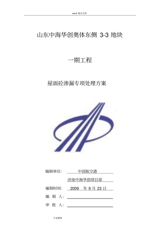 屋面渗漏专项处理方案