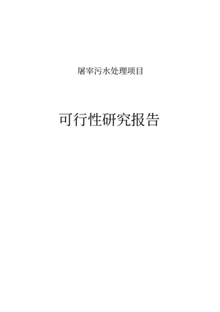 屠宰污水处理项目可行性研究报告