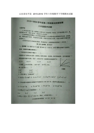 山东东平年六年级数学下学期期末试题鲁教版五四制