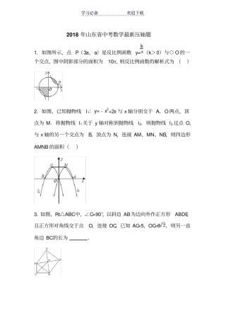 山东中考数学最新压轴题