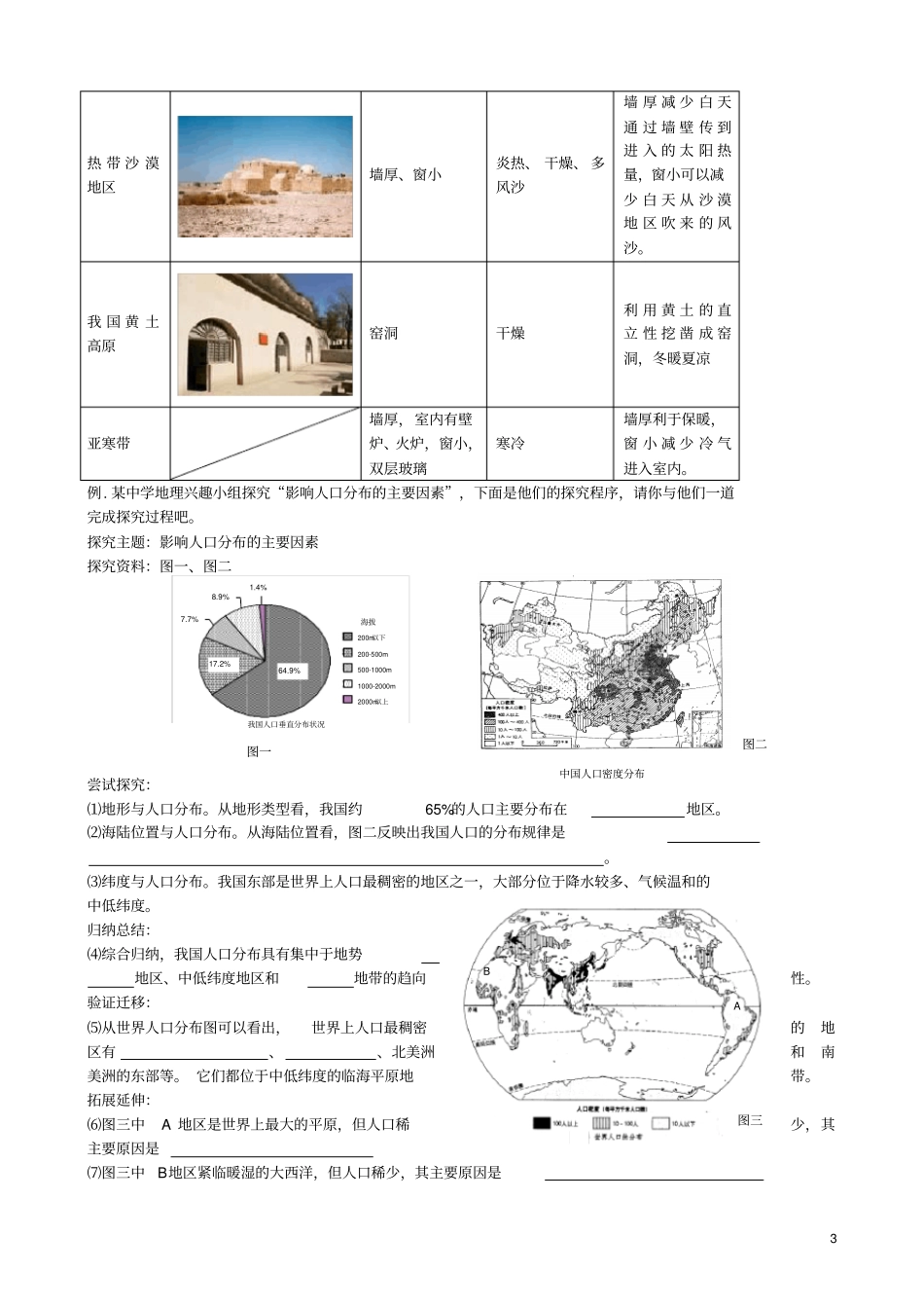 山东临沂2017年中考地理二轮专题复习材料专题三居民和聚落无答案_第3页