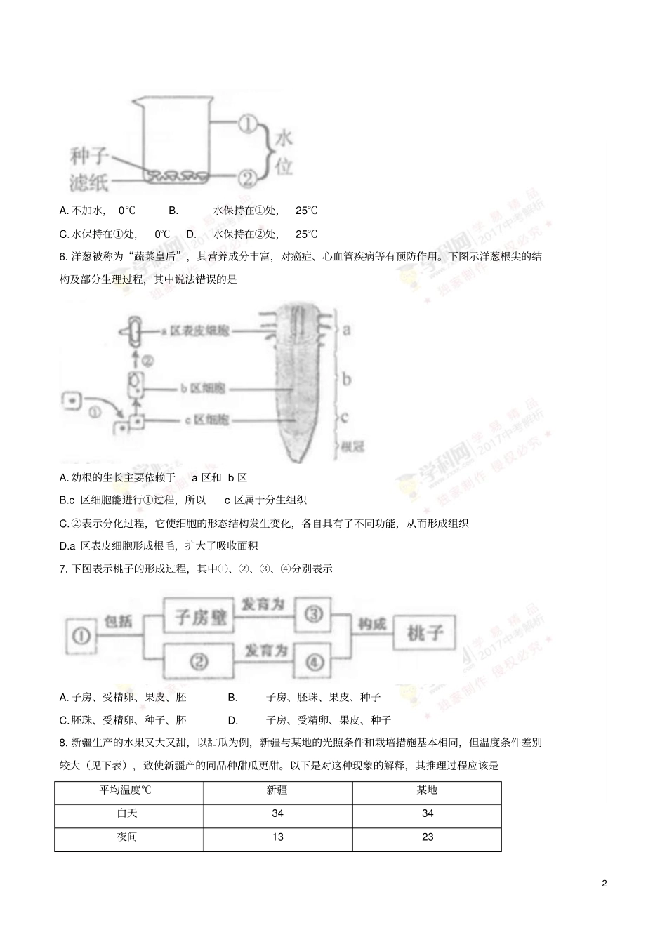 山东临沂2017年中考生物真题试题含答案_第2页